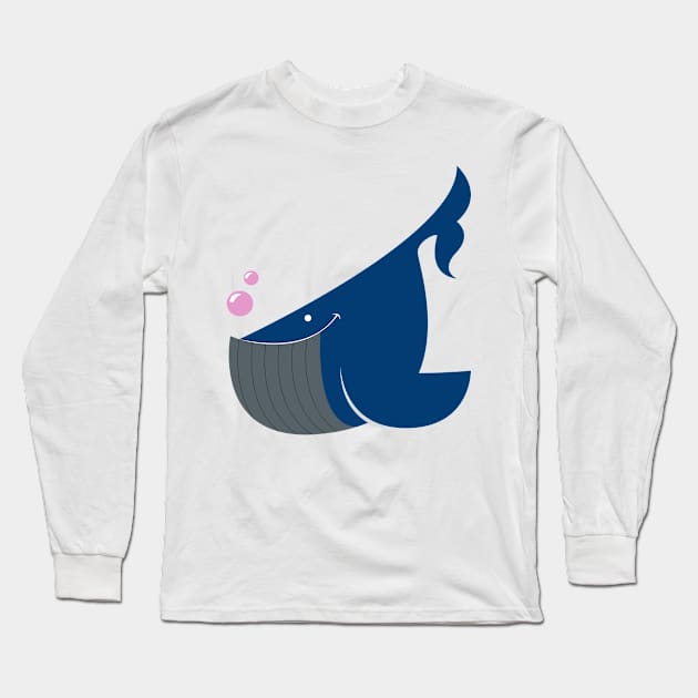 Blue Whale Long Sleeve T-Shirt by ilaamen